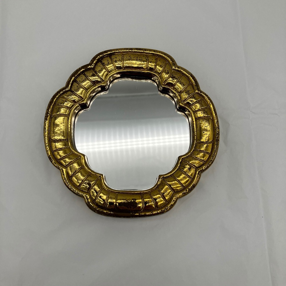 Wall Mirror Scalloped 5.5in Gold Antique Finish Decorative Accent